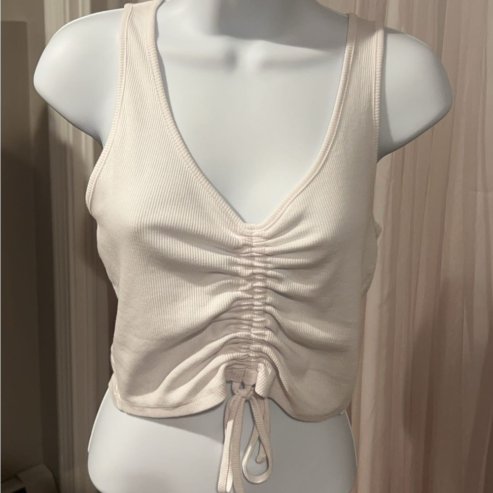 White Runched Crop/Tank Top- Drek Heart